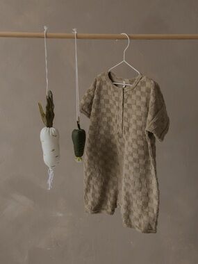 Organic Zoo DUSKY CHECKERBOARD TERRY BEACH ROMPER 1-2y